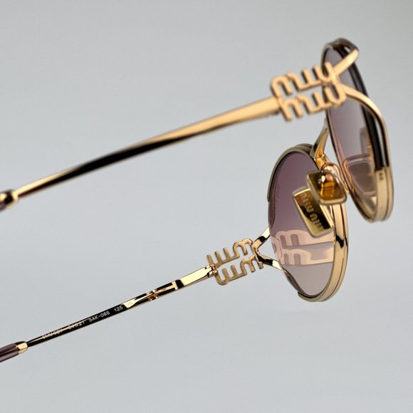 Miu Miu MU52YS 5AK06S BRAND NEW Sunglasses Gold Brown Gradient Violet Unisex main image 5